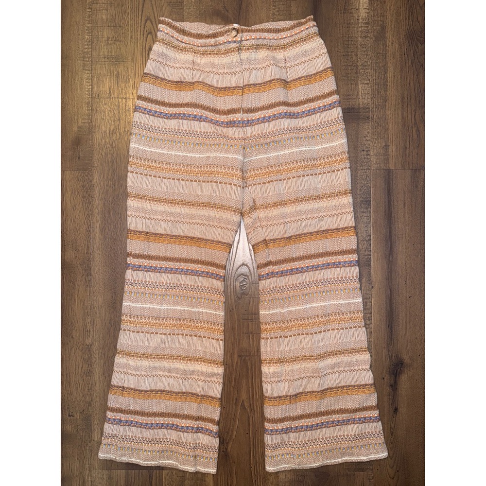 Sophie + Lucie Woven Striped Wide Leg Pants Multi Color Spain Size 36 Boho